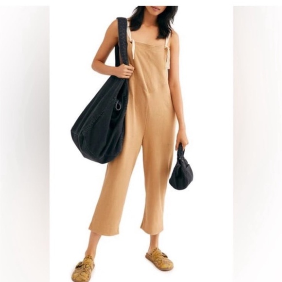 Free People Pants - FREE PEOPLE BEACH Lucy Romper Sleeveless Camel Tan Womens Size Medium